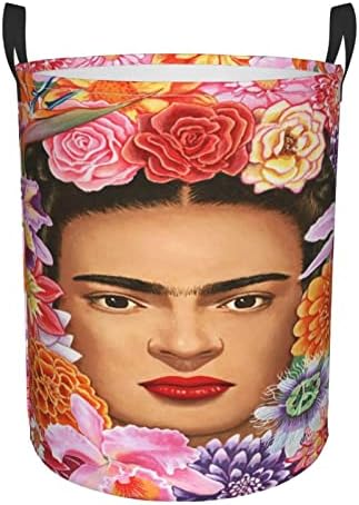 Frida Kahlo dairesel depolama Bin Organizatör yuvarlak sepet çamaşır sepeti yatak odası giyim Mediummedium İçin