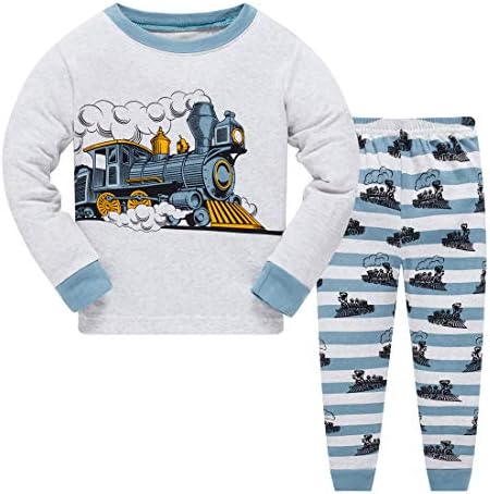 Küçük Erkek Pijama Yürümeye Başlayan Giysi Set Gezegen Tren Pijama Uzun Kollu %100 % Pamuk 2 Parça Çocuklar Pjs Boyutu 1-10 Yıl