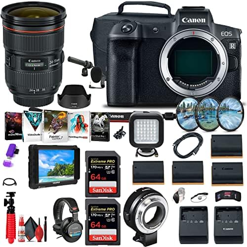 Canon EOS R Aynasız Dijital Fotoğraf Makinesi (Sadece Gövde) (3075C002) + 4K Monitör + Canon EF 24-70mm Lens + Pro Kulaklık +