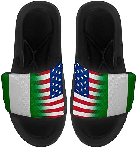 ExpressİtBest Yastıklı Slide-On Sandalet / Erkekler, Kadınlar ve Gençler için Slaytlar - Nijerya Bayrağı (Nijerya) - Nijerya