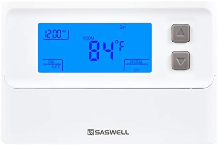 Okunması Kolay Ekranlı Tek Kademeli 5-2 Programlanabilir HVAC Termostatı, 1 Isı 1 Soğuk, Saswell T21STK-2