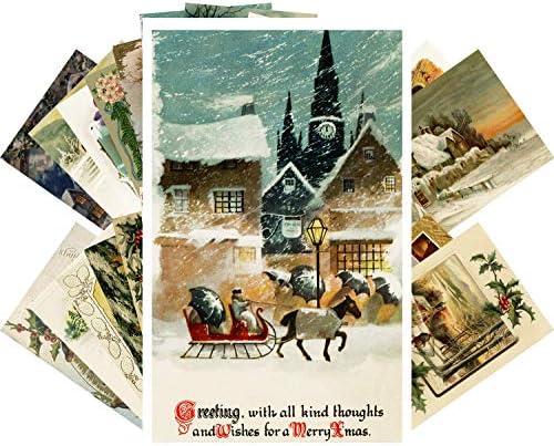 Vintage Noel tebrik kartları 24pcs sessiz gece önce Noel yeniden yazdırma antika kartpostal seti