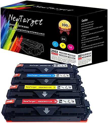 Newtarget 206x (çip ile) Toner Kartuşu için Uyumlu hp 206A 206x W2110A W2110X kullanımı hp Color Laserjet Pro M255dw M255 MFP