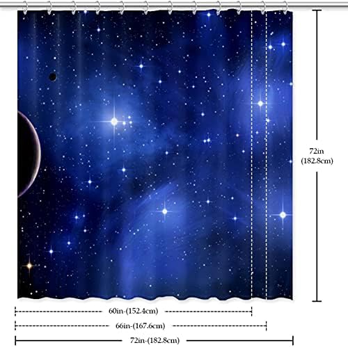 Duş perdesi Liner Seti ile 12 Yüzükler Küvet için Ağır Ev Dekoratif Duş Perdesi 72x72 İnç Galaxy Uzay Gezegen