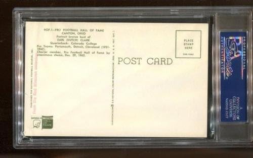 Earl Dutch Clark İmzalı 1963 HOF Kartpostalı 4x6 İmzalı Lions PSA / DNA *7027-NFL Kesim İmzaları