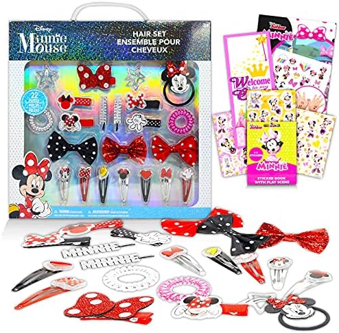 Disney Minnie Mouse Saç Klipleri Aksesuar Kutusu Kızlar için ~ 4 Adet Minnie Giydirme Takı ve Saç Aksesuarları, Çıkartmalar,