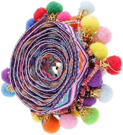 1 Yard Ponpon Boncuk Fringe Trim Şerit Dikiş DIY Dikiş Kumaş Zanaat El Yapımı Dekoratif Takı-Renkli, 33mm