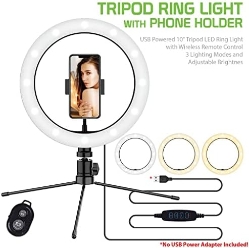Parlak Selfie Halkası Üç Renkli ışık, Canlı Yayın/Makyaj/YouTube/TikTok/Video/Çekim için Uzaktan Kumandalı LG LMX320AA 10 İnç