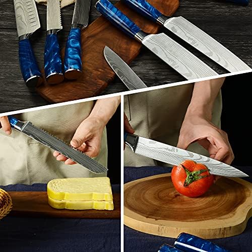 XYJ Mutfak Bıçağı Seti Taşıma Çantası ve Whetstone Paslanmaz Çelik Santoku Dilimleme Nakiri Bıçaklar Japon şef Bıçağı Seti Keskin