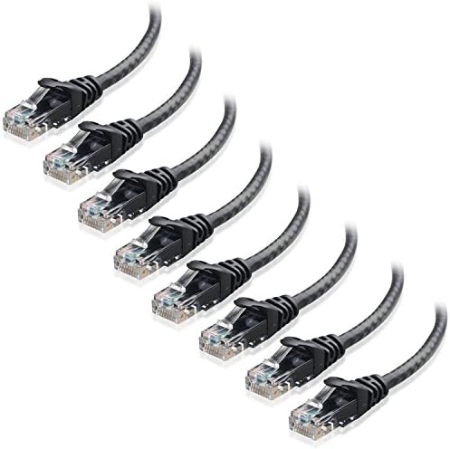 Kablo Konuları 8-Pack Snagless Kısa Cat5e Ethernet Kablosu 3 ft (Cat5e Kablosu, Cat 5e Kablosu) Siyah