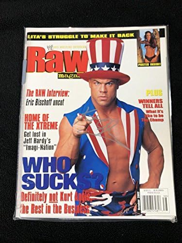 Kurt Angle Ekim 2002'de Wwe Dergisini İmzaladı-İmzalı Güreş Çeşitli Eşyalar