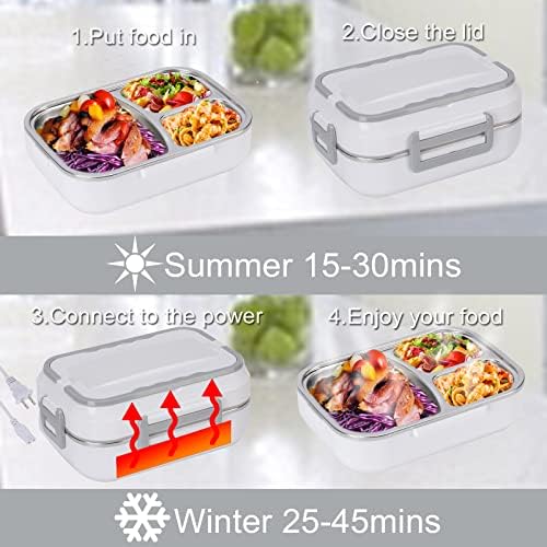 Elektrikli yemek kabı 60 W gıda ısıtıcısı ısıtıcı Bento Kutusu Yetişkin 1.5 L Çıkarılabilir Paslanmaz Çelik Kaplar Çatal Kaşık