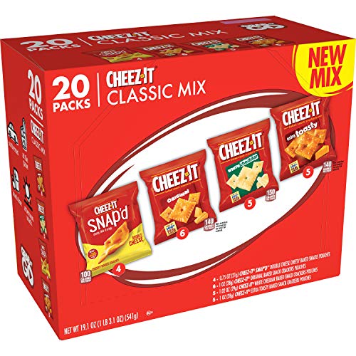 Cheez-It Peynirli Kraker, Fırında Atıştırmalık Kraker, Ofis ve Çocuk Atıştırmalıkları, Çeşit Paketi, 19,1 oz Kutu (20 Paket)