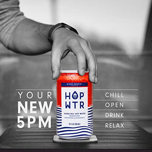 HOP WTR-Köpüklü Hop Suyu-Kan Portakalı (12 Paket) - NA Bira, Kalorisiz veya Şekersiz, Düşük Karbonhidratlı, İlave Faydalar için