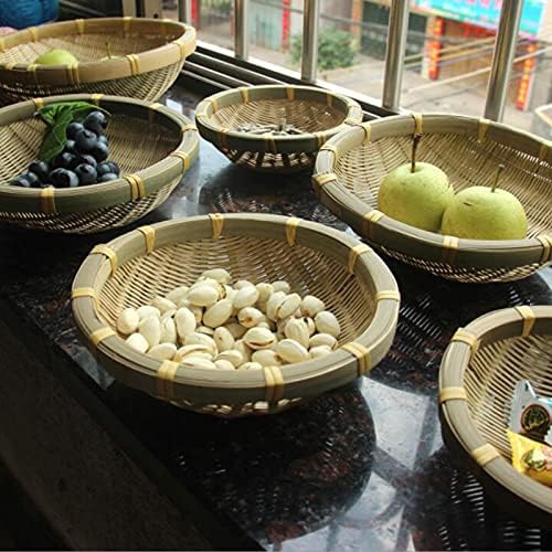 Doğal Bambu Sepet Tepsisi Dokuma Meyve ekmek Sepeti Sebze Yıkama Su Tahliye Sepeti Mutfak Meyve Tutucu mutfak Tezgahı W4707-Size1