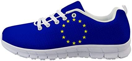 Owaheson Avrupa Birliği AB Bayrağı Unisex Yetişkin Koşu Hafif nefes alan günlük spor ayakkabılar Moda Sneakers yürüyüş ayakkabısı
