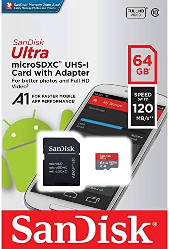 Alcatel 4032X için Ultra 64 GB microSDXC Çalışır Artı SanFlash ve SanDisk tarafından Doğrulanmış (A1/C10/U1/8 k/120MBs)