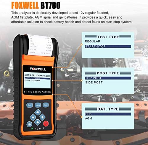 FOXWELL Araba akü yükü test edicisi için 12 V 24 V Otomatik Piller Analizörü Dahili Termal Yazıcı ile Foxwell NT510 Chrysler