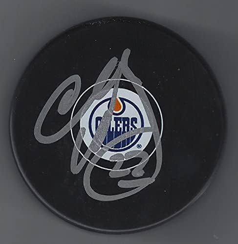 İmzalı CHARLİE HUDDY Edmonton Oilers Hokey Diski-İmzalı NHL Diskleri
