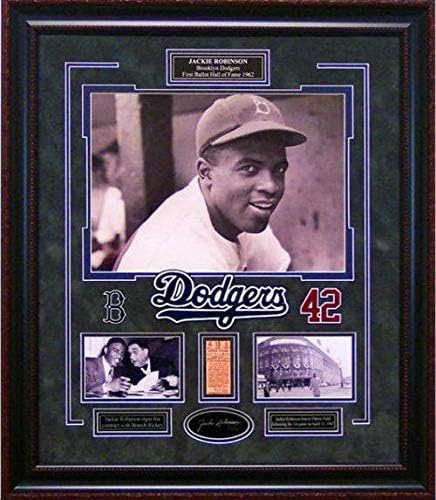 Jackie Robinson 1. Oyun 1947 Brooklyn Dodgers Çerçeveli Fotoğraf ve Çoğaltma Bileti-MLB İmzasız Çeşitli