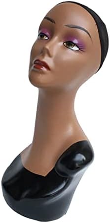 Milageto Uzun Boyun Modeli Kadın Manken Kafa Saç Şapka Peruk Gözlük-Siyah