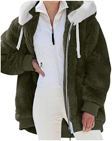 BNKK Kış Giysileri Bayan Peluş Ceketler İpli Kapşonlu Gevşek Fermuar Ceket Artı Boyutu Rahat Sıcak Palto