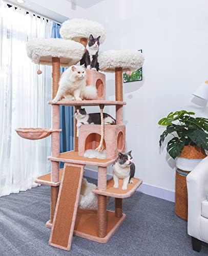 Catry Babylon Kedi Ağacı-Kedi Hamağı, Tırmalama Direği ve Eğlenceli Oyuncaklara Sahip Dinamik Bir Kompleks Kedi Kulesi, Bu Kolay