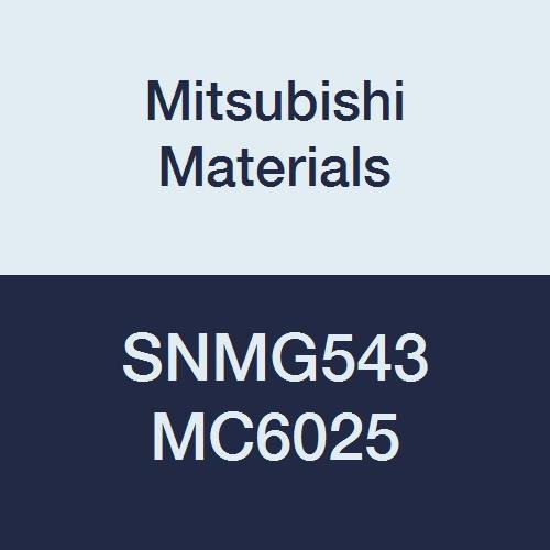 Mitsubishi Materials SNMG543 MC6025 Karbür SN Tipi Negatif Tornalama Ucu Delikli, Dengesiz Kesim, Kaplamalı, Kare, 0,625 IC,