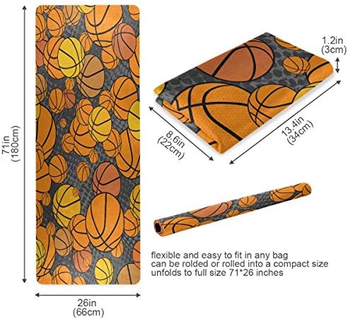 Pfrewn Basketbol Uzay Yoga Mat Seyahat Yoga Paspaslar 1/16 İnç Katlanabilir Hafif Spor 2 in 1 Mat Havlu Ince Kaymaz egzersiz