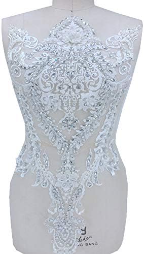 Muhteşem Kristal Aplikler Nakış Rhinestone Boncuk Çiçek Göğüs Yama gelin kıyafeti Performans Elbise için