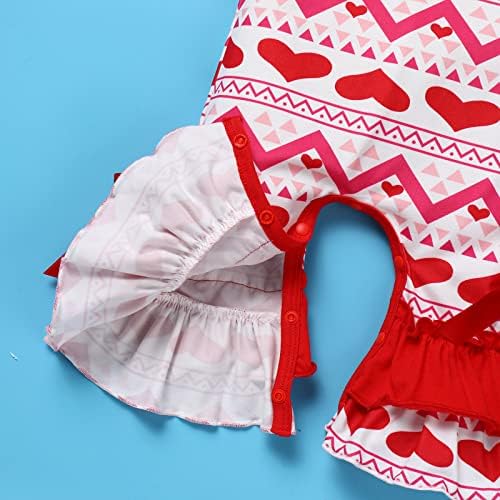 ODASDO Bebek Kız Buzlanma Fırfır Romper Ilk Paskalya sevgililer Günü Kıyafeti Çarpıntı Kollu Pijama Bodysuit Tulum