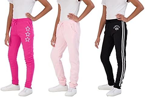 Yıldız Binmek Kızlar 3-Pack Polar Aktif Jogger Sweatpants Çocuk Giysileri için Atletik Moda ve Gündelik Giyim