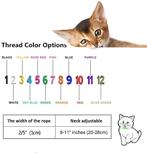 Çan, Nakış Evcil Hayvanın Adı ve Numarası ile Kişiselleştirilmiş Kedi Tasması Kediler için Ayarlanabilir Kopma Emniyet Tasması