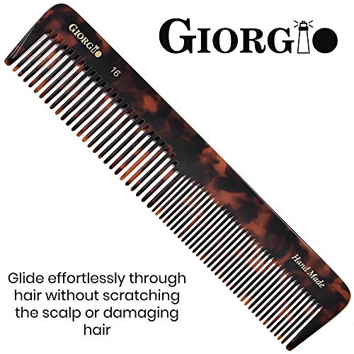 Giorgio G16 Çift Dişli Kuaför Tarağı, Saç, Sakal ve Bıyık için İnce ve Geniş Dişli Kuaför Tarağı, Kaba ve İnce Saç Şekillendirme