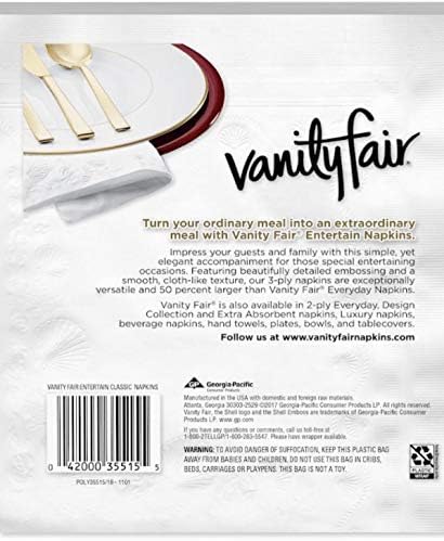 Vanity Fair Gösterim 3 katlı Peçeteler, 60 Adet, 2'li Paket