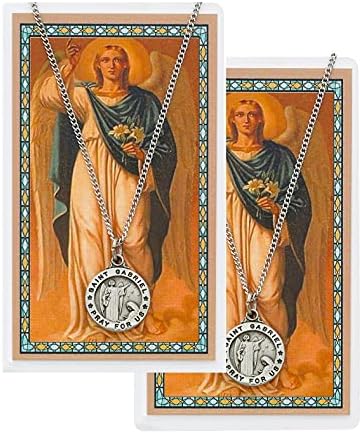 CatholicStore St. Gabriel Kalaylı Madalya ile Lamine Kutsal Kart, 24 Zincir, 2-Sayısı Değer Paketi.