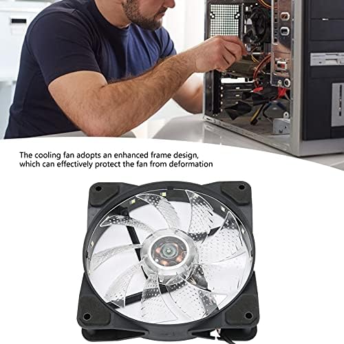 Soğutma Fanı, 4pin + 3pin 1100rpm Bilgisayar Soğutma Fanı, CPU Soğutucu Soğutma PC Kasası için LED Fan, Vidalı RGB Renkli Gökkuşağı