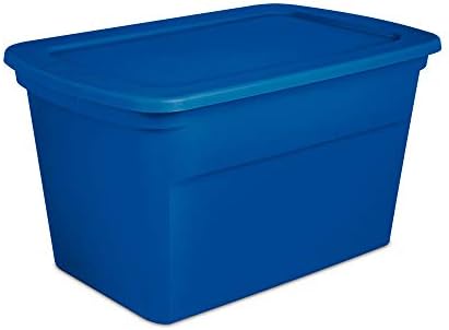 Sterilite 30 Galon Plastik İstiflenebilir Depolama Tote Konteyner Kutusu, Mavi (24 Paket)