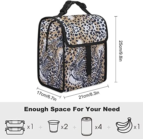 Leopar Çita Baskı Öğle Yemeği Kutusu Yalıtımlı Küçük Kullanımlık Öğle Yemeği Çantası Termal Öğle Tote Çanta Lunchbox için Kadın