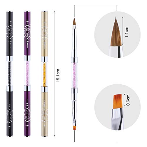 MWOOT Nail Art Naylon UV Jel Boyama Aracı için Fırçalar, 3 Adet Profesyonel Manikür Çift Uçlu Boyama Fırça Kalem, Tırnak Tasarım