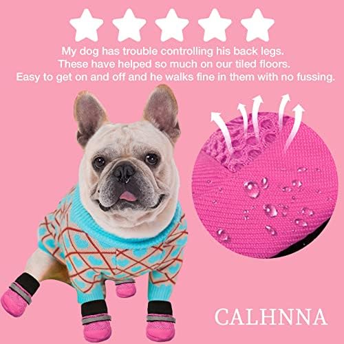 CALHNNA 4 ADET Küçük Orta Köpek için Köpek Çizmeleri, Köpek Patik - Yumuşak Kaymaz Tabanı ile Yavru için Köpek Ayakkabıları,