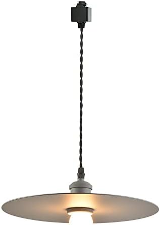 SKIVTGLAMP demir frizbi kolye ışık H-tipi ray lambası kolye 3.2 ft Macaron gri abajur ile E26 lamba soketi ray lambası süslemeleri