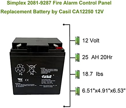 2081-9287 Simplex Grinnell Yangın Alarm Kontrol Paneli Pil Değiştirme 12 v 25ah CA12250 F2