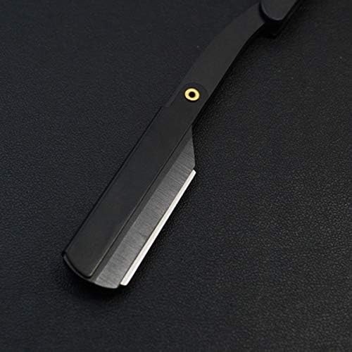 AOOF Paslanmaz Çelik Kolu Düz Kenar Berber jileti Katlanır Tıraş Bıçağı ve 10 Bıçak (Renk: Altın)