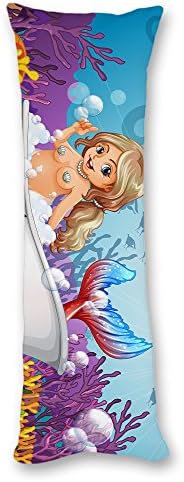 AİLOVYO Mermaids Makinede Yıkanabilir İpeksi Parlak Saten Dekoratif vücut Yastığı Kılıfı, 20 İnç x 54 İnç