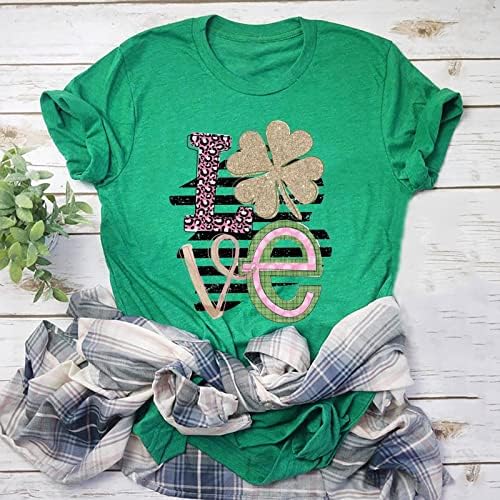 Kadınlar için T Shirt, kadın St Patrick Günü Komik Gnome Baskılı Kısa Kollu Gömlek Bluz Yaz Crewneck Temel Üst