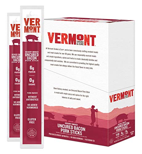 Vermont Smoke & Cure Et Çubukları-Antibiyotiksiz Domuz Çubukları-Glutensiz Atıştırmalık-Kürlenmemiş Domuz Pastırması - 1oz Çubuk-24