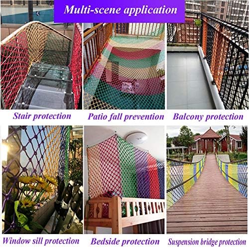 MAHFEİ Renkli Naylon Çocuk Güvenlik Ağı, El Dokuması Renk Halat Net Oyun Alanı Çit Merdiven koruma ağı Anti-Sonbahar Net Dekorasyon