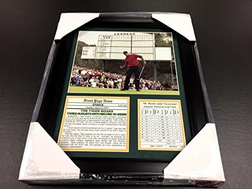 11X14 Çerçeveli ve Keçeleşmiş Tiger Woods -18 Augusta'da Kayıt Altında-Golf Plaketleri ve Kolajları