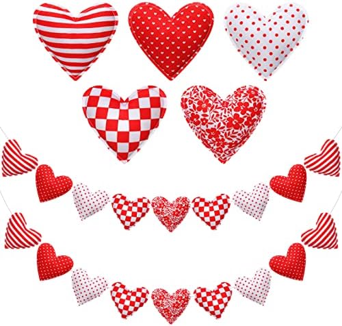 2 Parça Sevgililer Kırmızı Kalp Çelenk Kumaş Kalp Şeklinde Asılı Süsler Aşk Sevgililer Çelenk Afiş Asılı Çelenk Sevgililer Günü